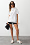 Ekru %100 Pamuk Sırt ve Ön Baskılı Oversize/Geniş Kesim Örme T-Shirt TWOSS24TS00183 - 3