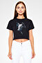 Wolf Black Unisex Crop Top T-Shirt