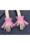 Pink curly polka dot Tulle cuff bracelet. - 6