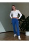 Women's Ribbed Wide Leg Lycra High Waist Trousers Leggings