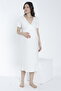 Maternity and Maternity Nightgown Set with Dressing Gown and Stripe Detail - 5