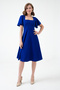 Cobalt Blue Flexible Scuba Crepe Fabric Square Collar Sleeve Design Detailed Cobalt Blue Midi Dress 082 - 7