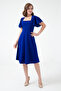 Cobalt Blue Flexible Scuba Crepe Fabric Square Collar Sleeve Design Detailed Cobalt Blue Midi Dress 082 - 4