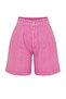 Pembe %100 Keten Pileli Yüksek Bel Şort TWOSS24SR00093 - 7