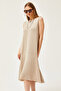 Women's Jewelled Skirt Split Crystal Knitted Dress ELB-19002106 - 4