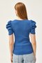Women's Indigo V Detailed Princess Sleeve Cotton Blouse BLZ-19002296 - 6