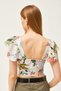 Women's Jungle Multicolored Mos Crepe Blouse with Side Zipper and Sleeve Detail BLZ-19001463 - 6
