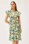 Women's Brush Green Double Breasted Collar Sleeve Detailed Knitted Dress ELB-19002089 - 5
