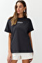 Antrasit %100 Pamuk Sırt ve Ön Baskılı Oversize/Geniş Kesim Örme T-Shirt TWOSS24TS00183 - 4