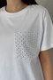 Women's White Pocket Sequin Detailed Cotton T-Shirt - 2