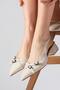 Leia Beige Color Open Back Pointed Toe Short Heeled Women's Shoes - 3