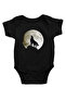 Howling Wolf black Unisex baby body - Zıbın