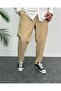 Men's Camel Boyfriend Linen Trousers Relaxed Cut Double Leg Jogger