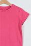 Girl's Slim Fit Lycra Flexible Unprinted Basic T-shirt - 2