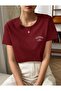 Women's Burgundy Sunshine Printed Oversize T-shirt