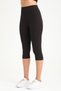 Women's Black Ribbed High Waist Recovery Below the Knee Capri Leggings Capri - 2