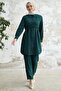 Front Tie Double Set - Emerald Green