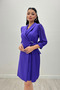 Atlas Fabric Pleated Jacket Dress - PURPLE - 2