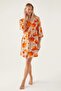 Women's Floral Patterned Dressing Gown Shorts Set - 3