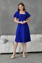 Women's Flounced Sleeves Flexible Scuba Crepe Fabric Square Collar Midi Length Cobalt Blue Dress 082 - 7