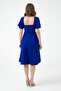Cobalt Blue Flexible Scuba Crepe Fabric Square Collar Sleeve Design Detailed Cobalt Blue Midi Dress 082 - 3