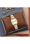 White Gold Square Metal Cord Women's Wristwatch