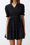 Black Ethnic Patterned Waist Opening Mini Woven Dress TWOSS24EL00942 - 5