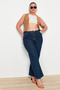 Indigo Yüksek Bel Geniş Paça Comfort/Orta Esnek Büyük Beden Wide Leg Jeans TBBAW23CJ00020 - 3