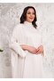 WOMEN'S DOMINANT COLLAR AND SLEEVES PEARL EMBROIDERED COMFORTABLE FIT DRESS ECRU - 8