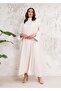 WOMEN'S DOMINANT COLLAR AND SLEEVES PEARL EMBROIDERED COMFORTABLE FIT DRESS ECRU - 2