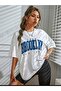 Women's Brooklyn Printed Oversize Casual White T-shirt Unisex Boyfirend - 3