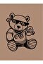 Bear With Glasses Printed Women's Oversize Brown T-shirt - 2