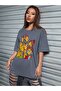Cartoonist Printed Smoked Oversize T-shirt Casual Boyfirend