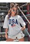 USA America Printed Smoked Oversize T-shirt Casual Boyfirend