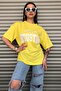 Houston Printed Women's Oversize Yellow T-shirt Unisex - 6