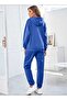 Women's Sask Blue Hooded Top Sask Blue Bottom Oversize Tracksuit Set - 2