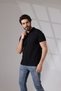 Regular Fit Men's Black Polo Neck T-shirt - Men's T-shirt - Polo Neck T-shirt Men - 4