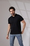 Regular Fit Men's Black Polo Neck T-shirt - Men's T-shirt - Polo Neck T-shirt Men - 2