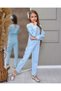 Girl's Trousers Lace Detailed Blouse Shirt Buckle Holiday Combination Set - 6
