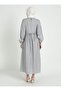 Elastic Sleeve Striped Hijab Dress - Black - Tavin - 5