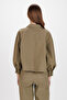 Women's Khaki Large Double Pocket Oversize Crop Shirt - 8