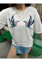 Women's White Blue Bird Patterned Combed Cotton Tshirt 40871011 - 2