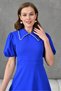 Cobalt Blue Collar Stone Detailed Short Midi Length Flared Cut Evening Dress Graduation Dress 2073 - 3