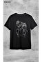 Black Cotton Mother and Daughter Love Printed Combination T-shirt