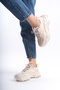Talivine Beige Women's Daily Lace-Up High Sole Sneaker Sports Shoes - 5
