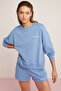 Modest Sandra Women's Cotton Polar Fleece Soft Printed Round Neck Comfort Blue Sweatshirt - 3