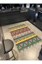 Geometric Woven Base and Decorative Carpet with Triangle in Green and Yellow Colors 4375 - 3