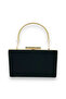 Black Color Suede Metal Handle Evening Bag Evening Bag Henna Wedding Engagement Prom Invitation