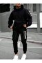 Men's Printed Oversize Tracksuit Set - Hooded Sweat Jogger Sweatpants - 3