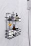 Lifetime Stainless Wall Adhesive 2 Tiers Bathroom Flat Shampoo Holder Organizer Black - 2